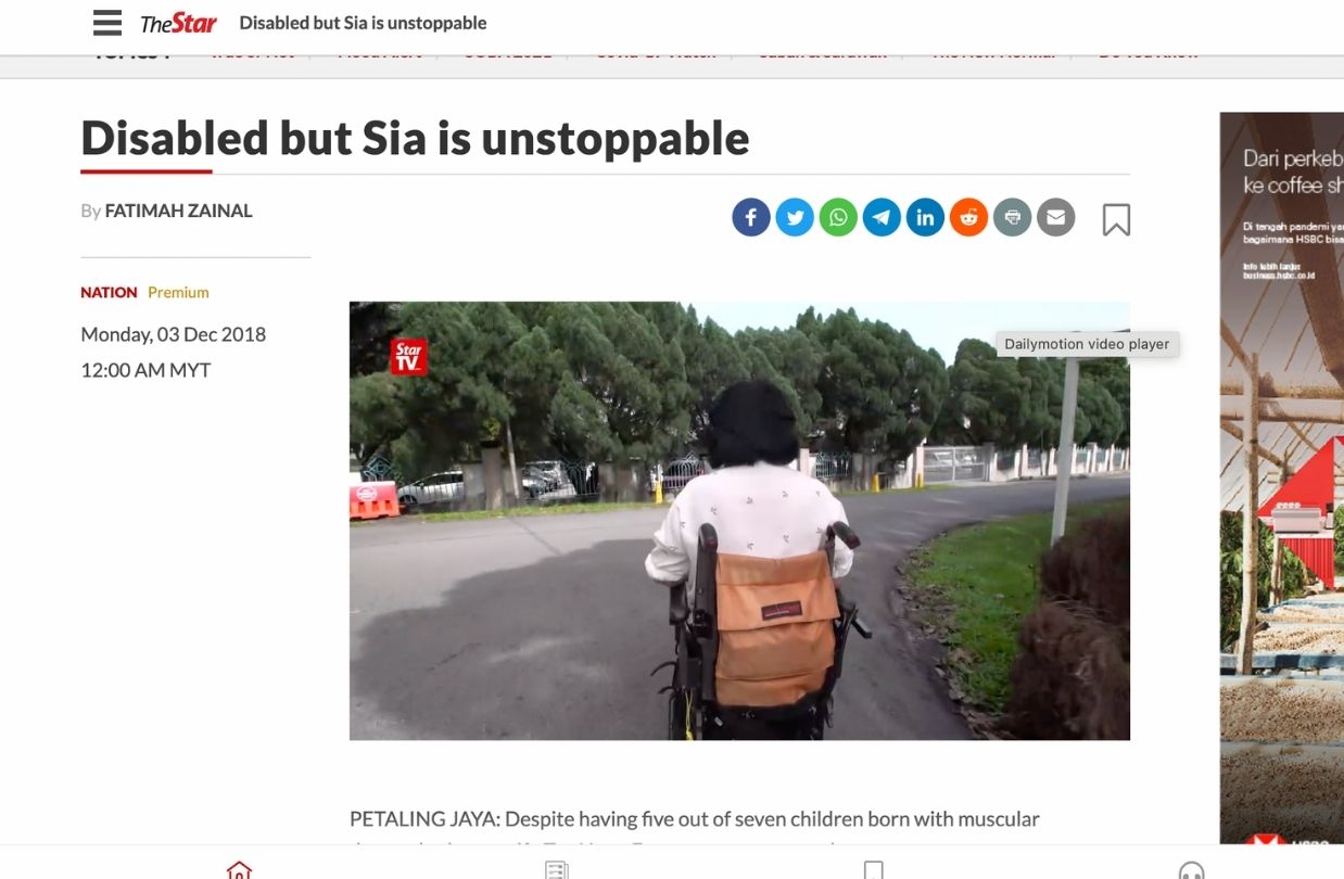 Disabled but Sia is unstoppable