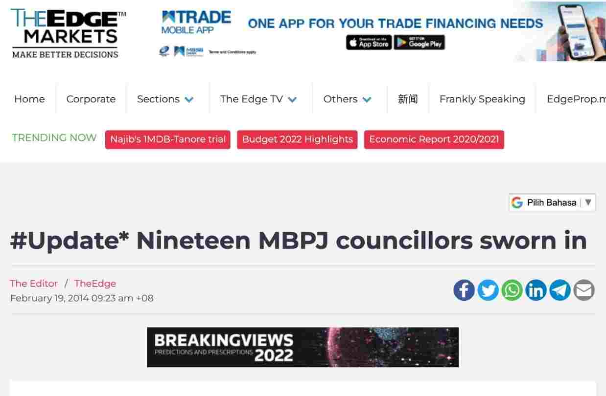 Nineteen MBPJ councillors sworn in